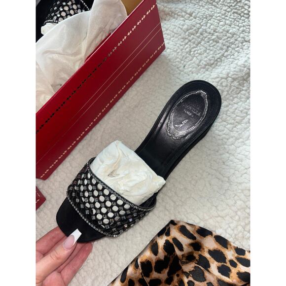 Rene Caovilla Women's Ginger 75 Wedge Mules - Black - Wedge sandals 39.5 - Picture 4 of 5